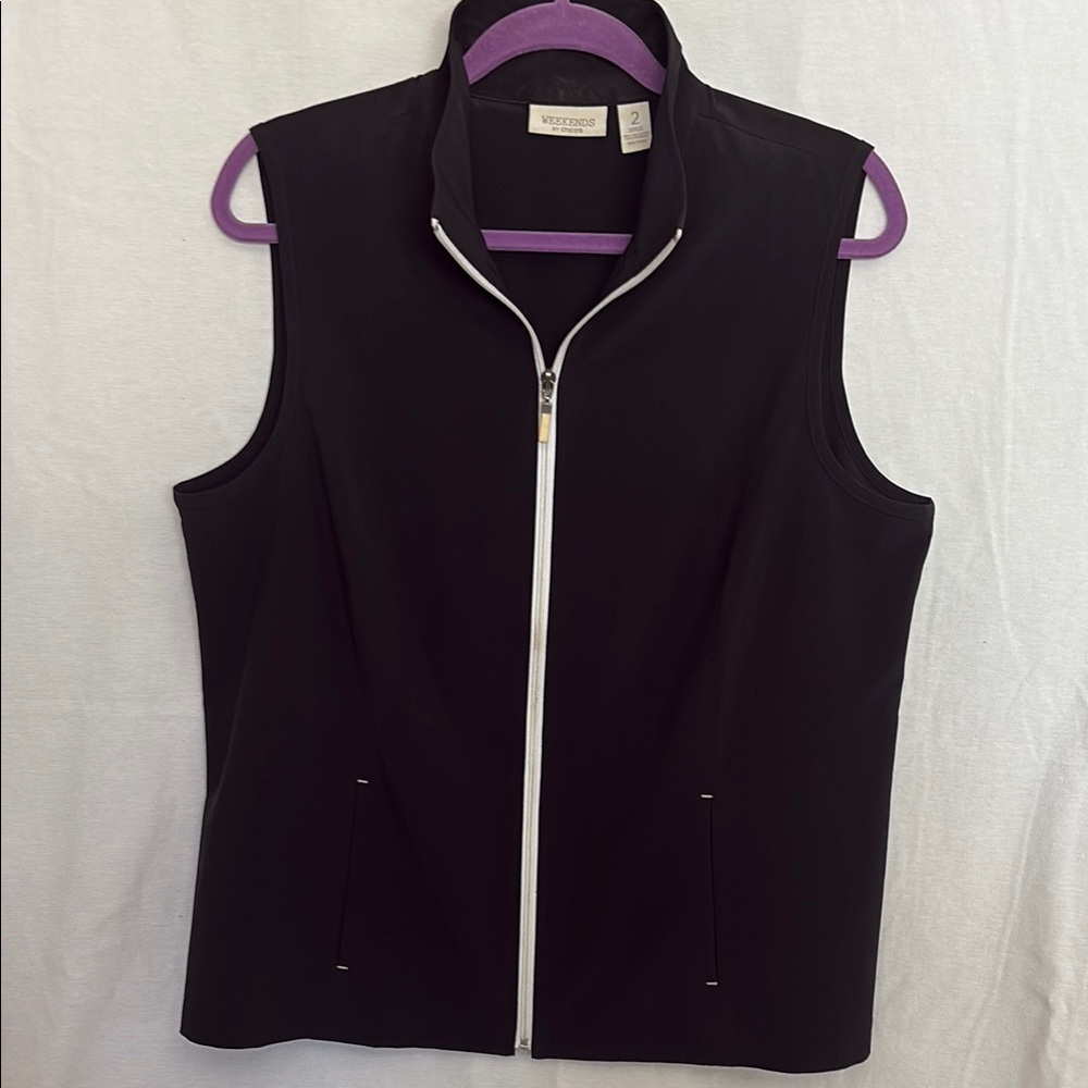 Weekends by Chicos Black Lightweight Athleisure Vest - Size 2.0 - Picture 1 of 10